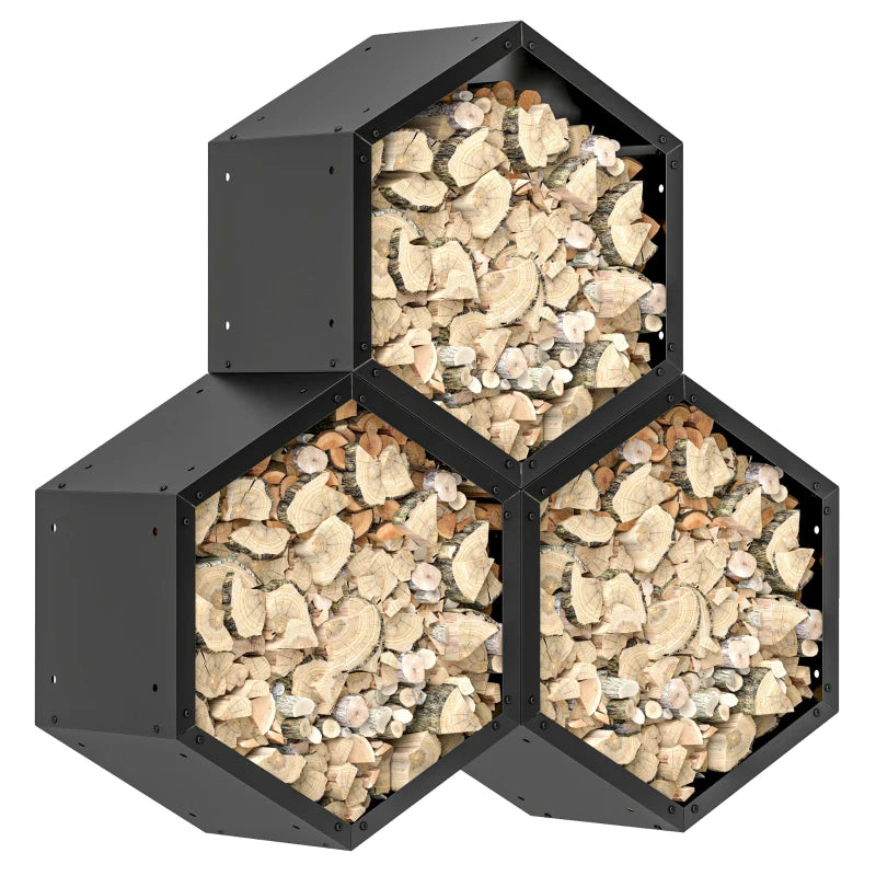 Grey Hexagon Metal Log Store