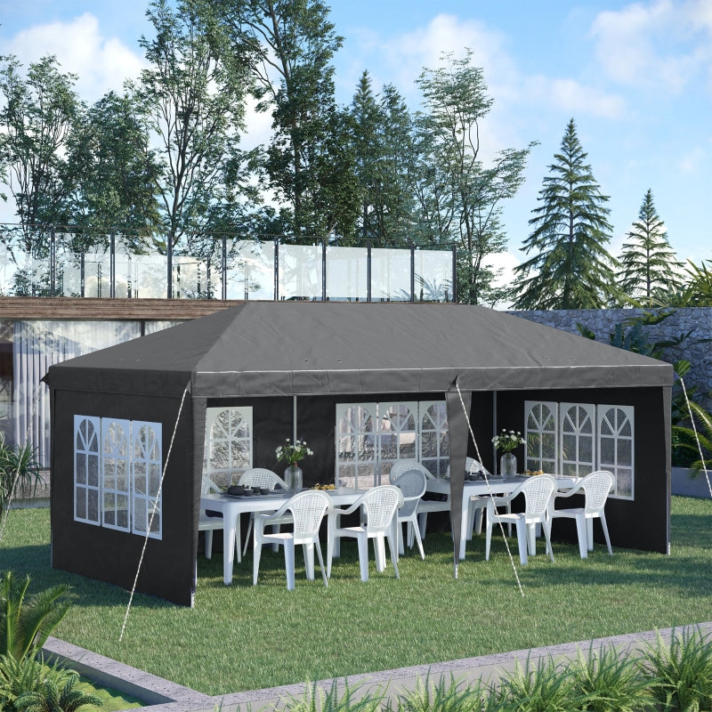 Grey 3x6m Pop-Up Gazebo with Removable Walls