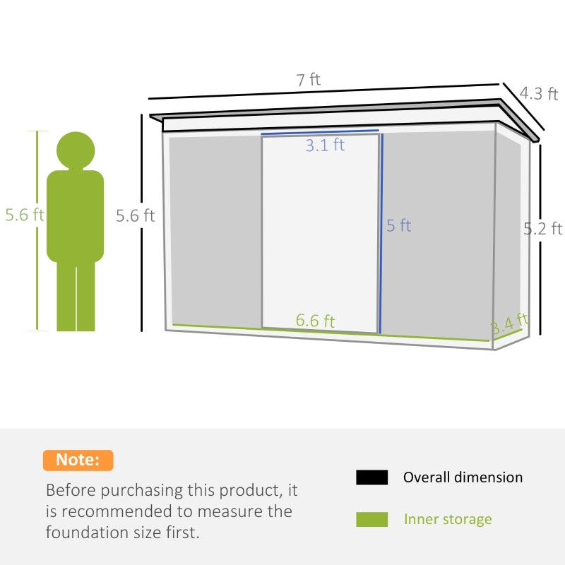 Green 7ft x 4ft Metal Shed