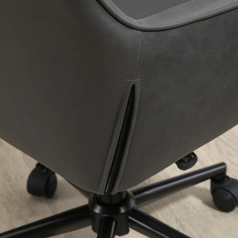Vinsetto Grey Office Desk Chair - Leather-Feel Swivel Computer Chair with Rolling Wheels & Adjustable Height for Home