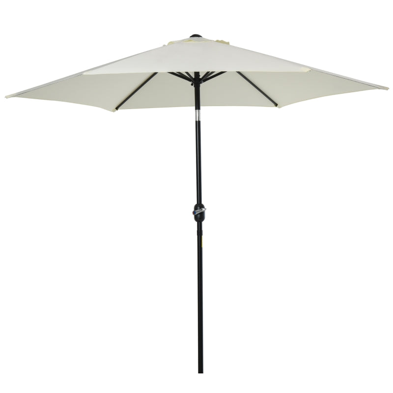 Grey 2.6M Tilt & Crank Outdoor Garden Parasol Umbrella