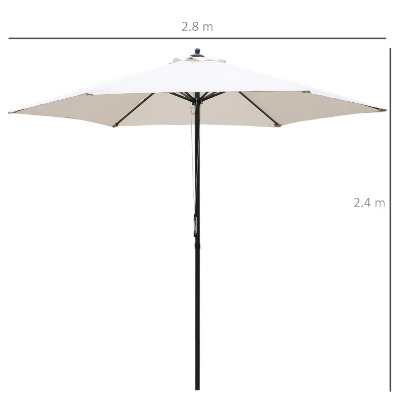 Round Outdoor Market Umbrella, 2.8m Sun Shade Canopy, Off-White