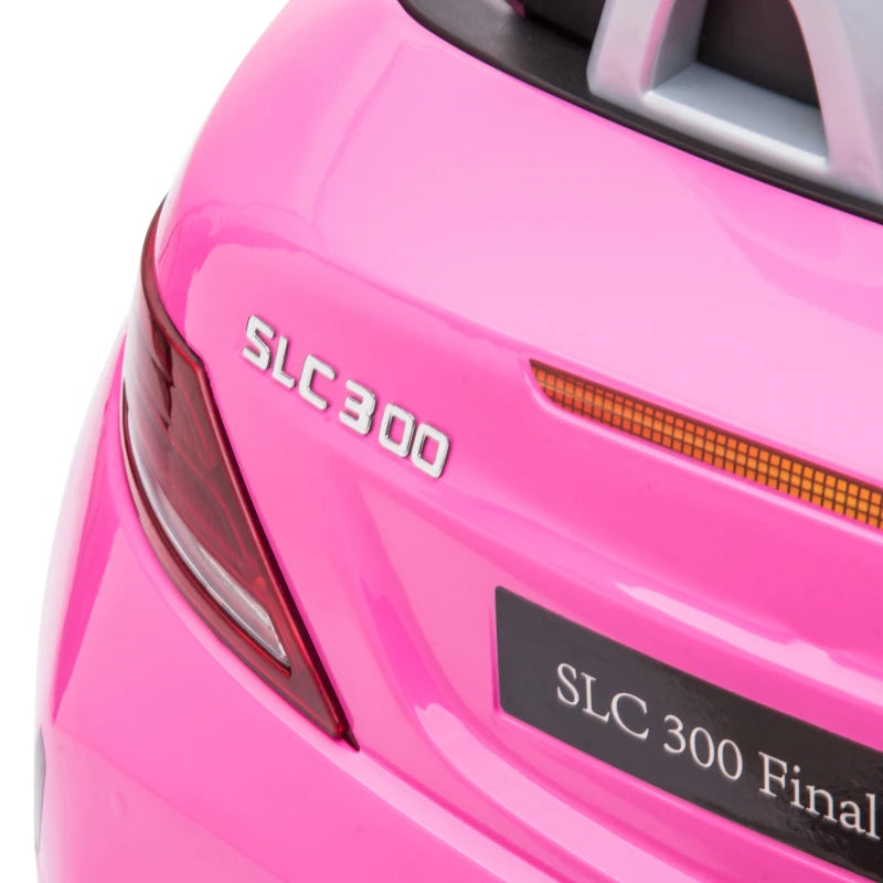 Benz SLC 300 Licensed 12V Kids Electric Ride On Car - Pink, Music, Remote Control, LED Headlights & Horn