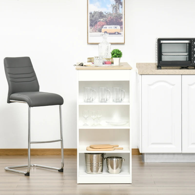 Natural Bar Table with 4-Tier Storage Shelf - Ideal Dining Table for Kitchen, Breakfast Bar, Living Room