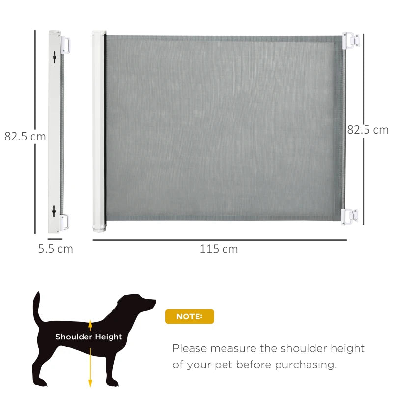 Retractable Pet Safety Gate - Folding Dog Barrier in Grey | Adjustable, Durable, Easy Install for Home & Travel