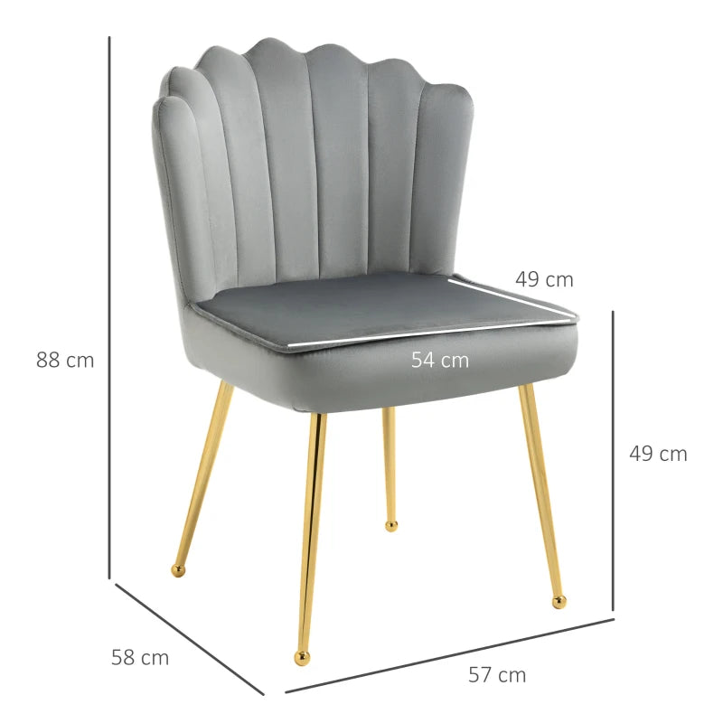 Velvet-Feel Grey Shell Accent Chair for Stylish Living Room Decor