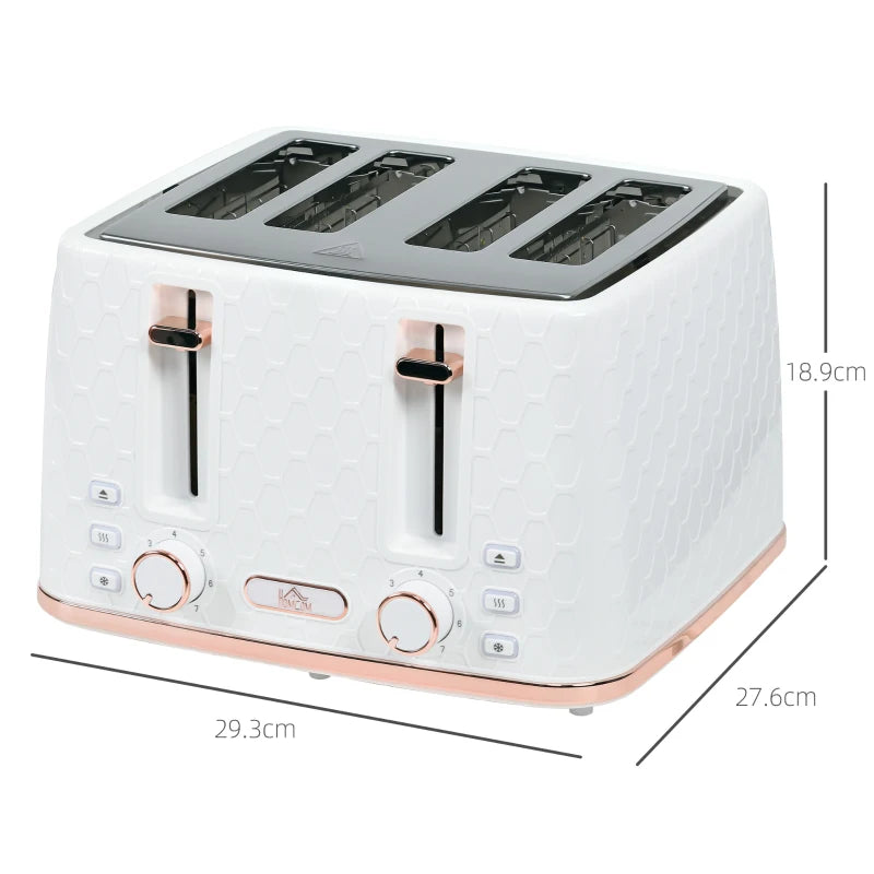 Premium Four-Slice Honeycomb Toaster in White - Fast Toasting, Stylish Design, Perfect for Family Breakfasts
