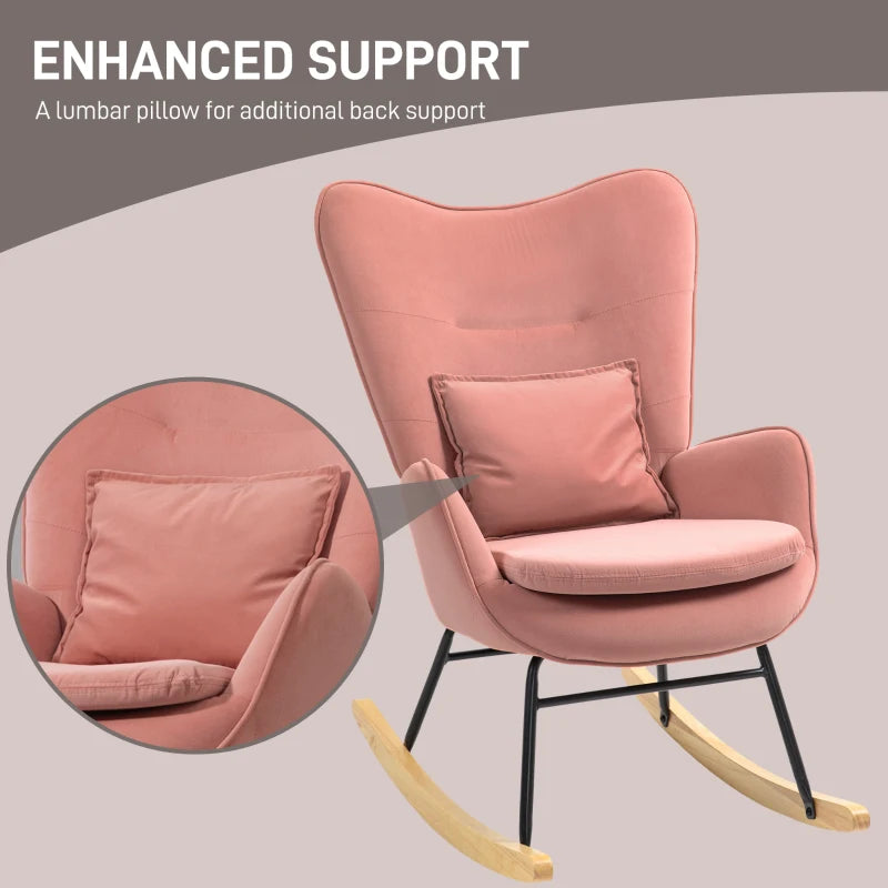 Velvet Rocking Armchair in Pink - Stylish and Comfortable Seating for Your Home