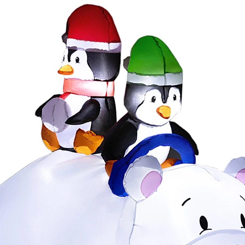 6.4ft Inflatable Polar Bear & Penguin Christmas Decoration - Festive Holiday Yard Inflatable for Outdoor Display