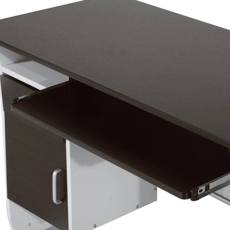 Black Walnut Computer Desk with Sliding Keyboard Tray, Storage Drawers & Host Box Shelf - Home Office Study Workstation 100x52x75cm