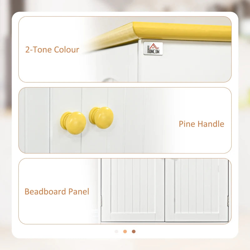 Freestanding 4-Door White Kitchen Cupboard - Stylish Storage Cabinet Organizer with 4 Shelves for Home & Kitchen