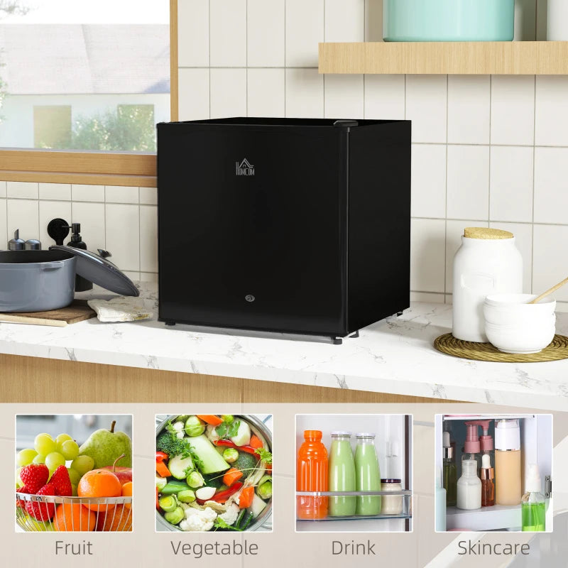 46L Lockable Countertop Fridge - Black Mini Refrigerator for Home, Office, or Dorm - Compact & Secure Storage Solution