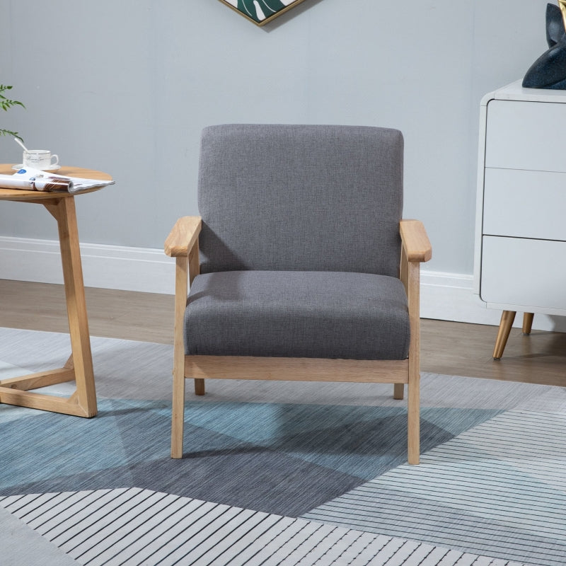 Minimalist Wooden Frame Accent Chair with Comfortable Padded Seat for Stylish Living Spaces