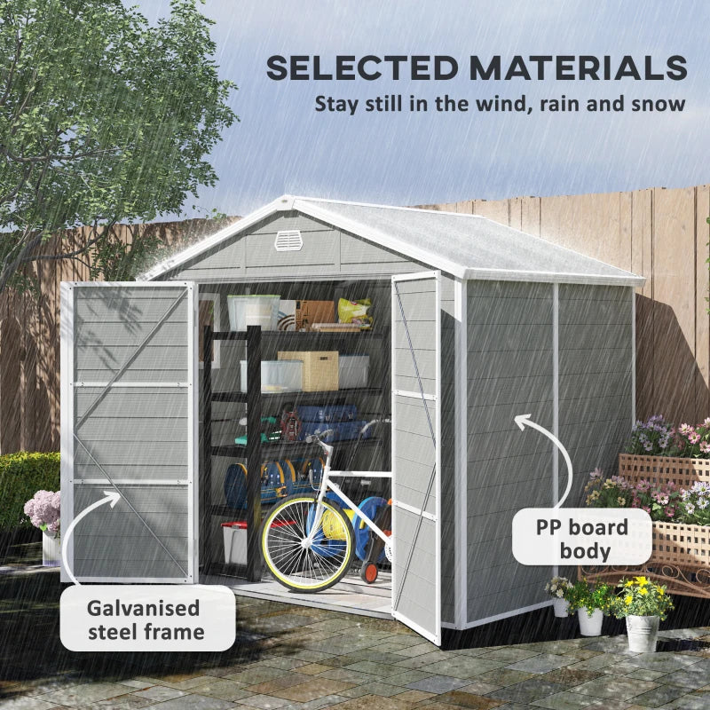 Light Grey 7.9ft x 6.2ft Aluminium Garden Shed