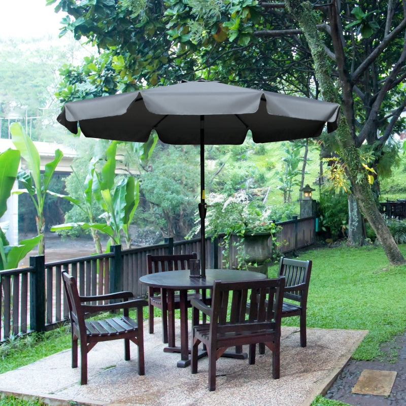 Grey 2.7m Patio Garden Umbrella with Tilt and Crank