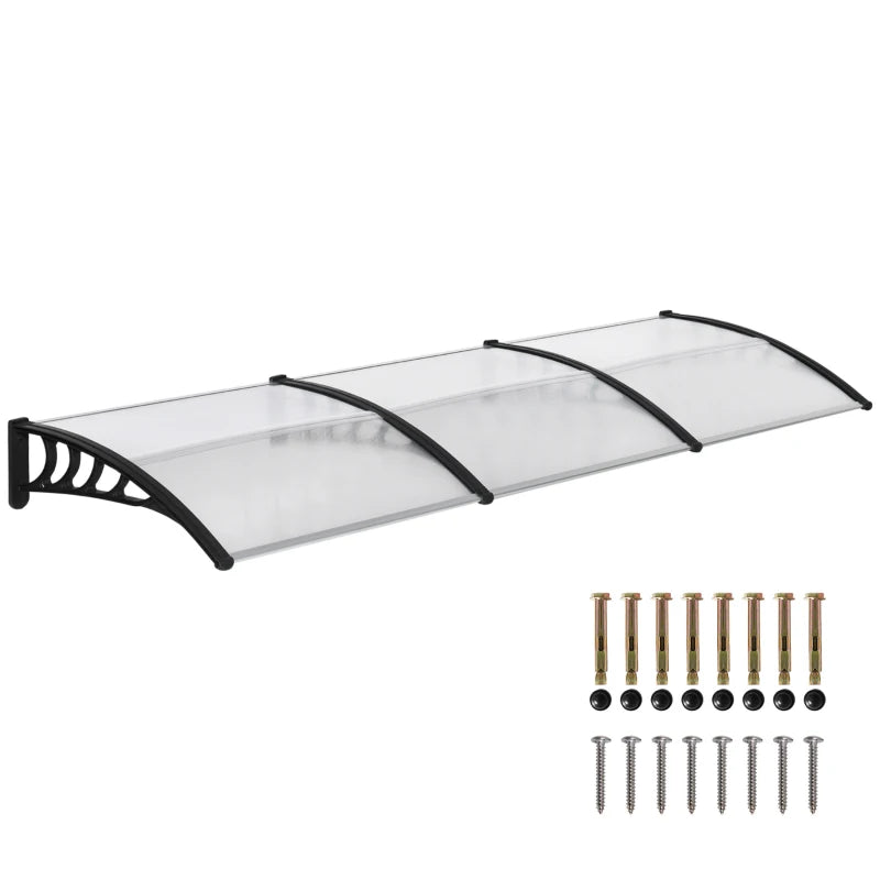 303 x 96cm Front Door Canopy - Clear - Rain Shelter for Window, Porch and Front/Back Doors