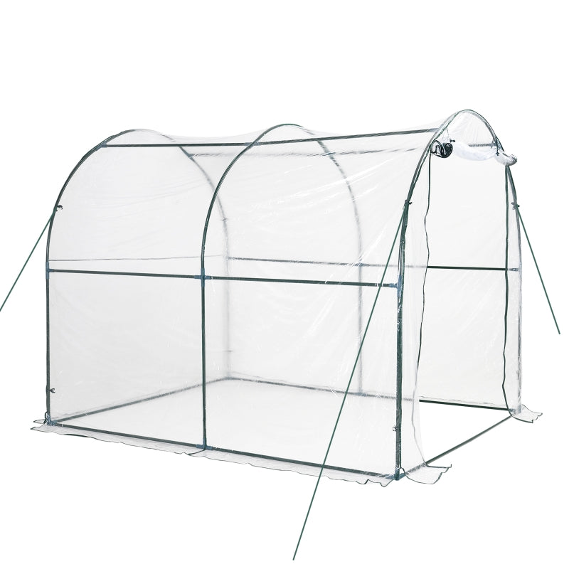 Green Walk-in Polytunnel Greenhouse, 2.5 x 2m