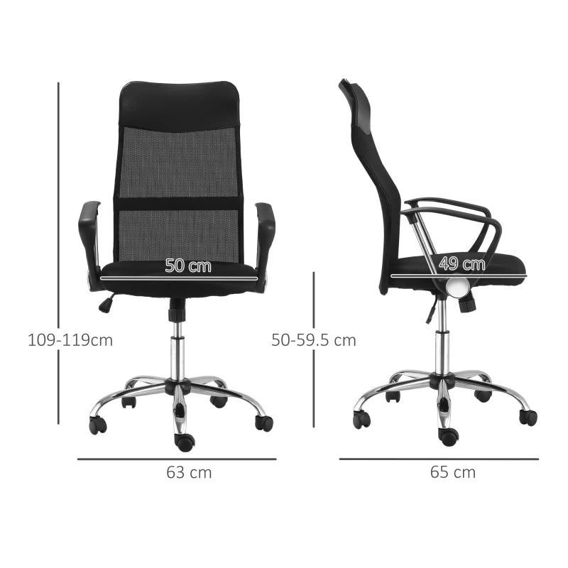 Ergonomic Mesh Office Chair with Adjustable Height and Tilt Function in Black