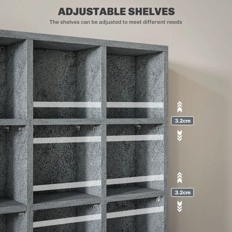 Adjustable CD Storage Unit with Shelves - 89 x 130.5 cm, Cement Grey - Modern Media Organizer for Home