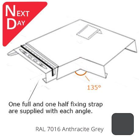 422mm Aluminium Coping - Suitable For 301-360mm Wall - 135 Degree Angle - RAL 7016 Anthracite Grey