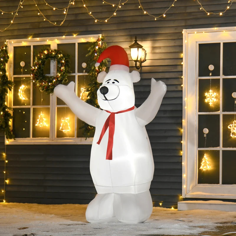 6ft Tall Inflatable Bear - Airblown Christmas Lawn Decoration for Outdoor Holiday Projection Display