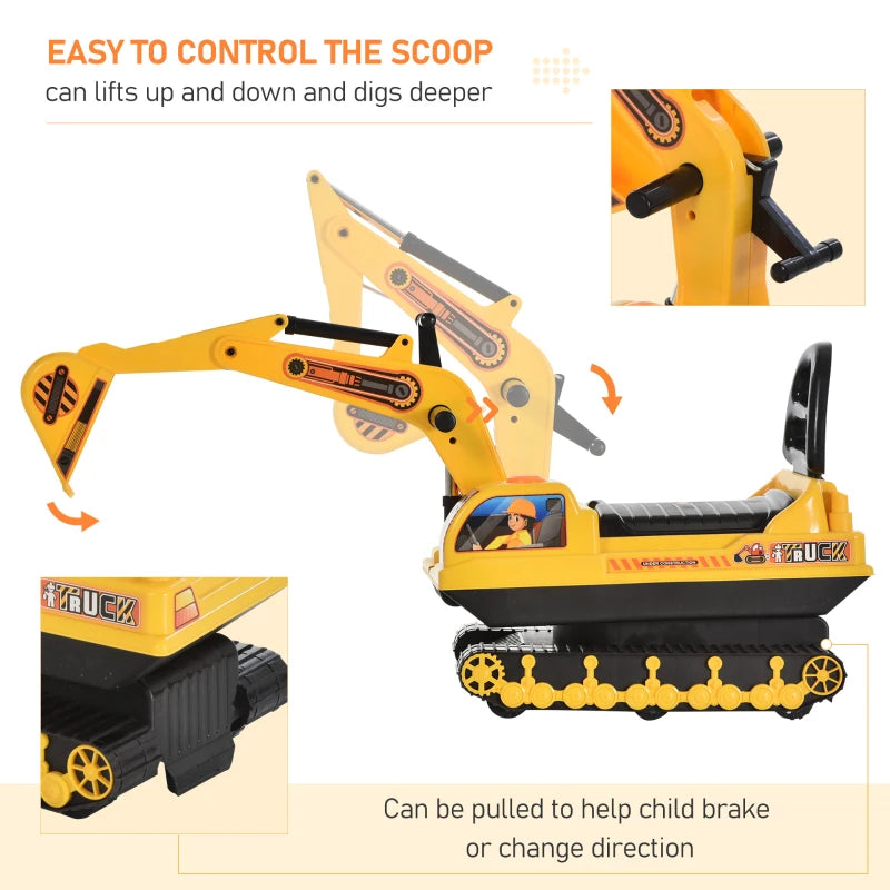 Ride-On Excavator Toy for Kids - Movable Digger Walker Construction Truck for Ages 3+ - Fun Outdoor Play