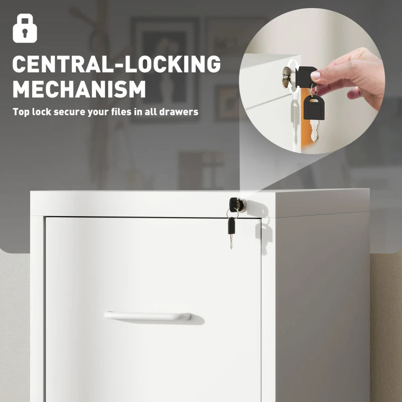 Modern White Four-Drawer Steel Filing Cabinet - Durable Office Storage Solution for Organizing Documents and Files