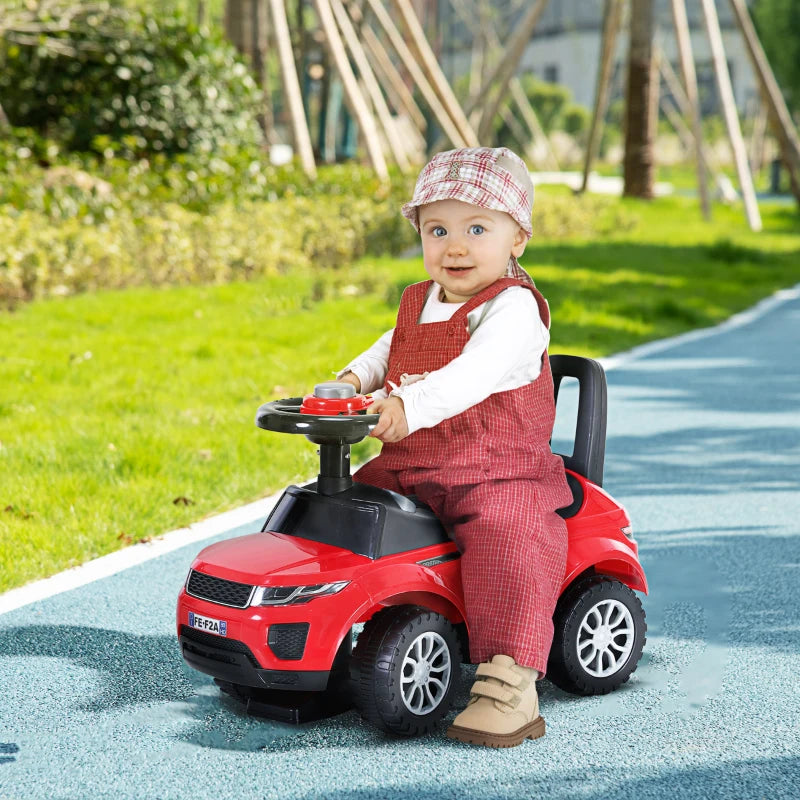 3-in-1 Ride On Car for Toddlers - Foot-to-Floor Slider with Horn & Steering Wheel, Safe Design, Red, 1-3 Years