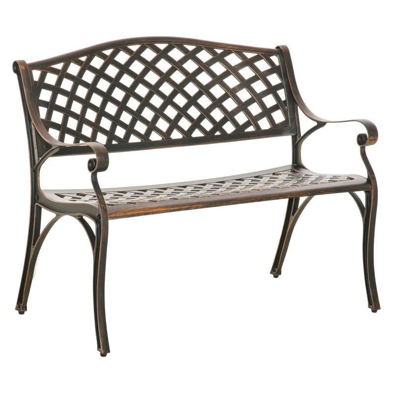 Bronze 2-Seater Cast Aluminium Outdoor Garden Bench