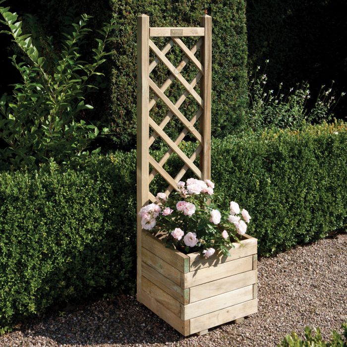 Square Planter with Lattice Trellis