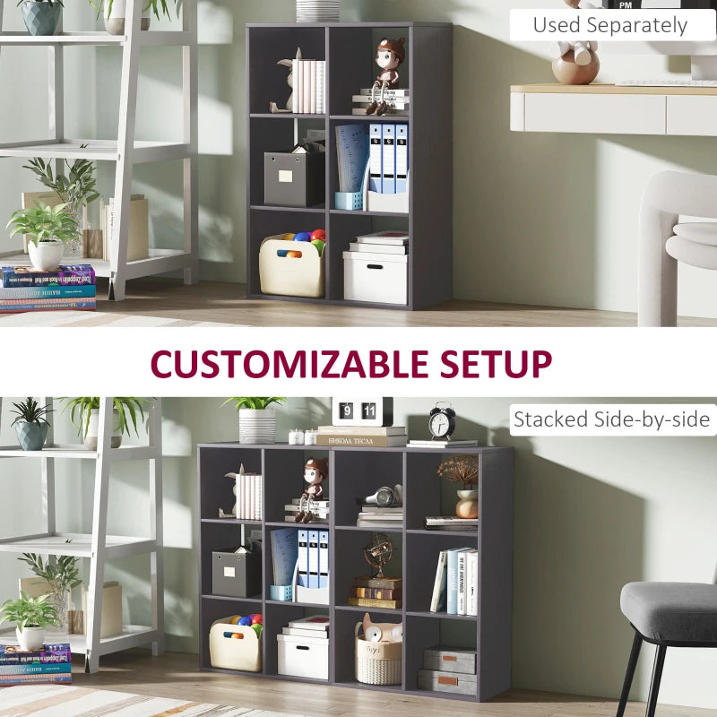 Stylish 6-Cube Bookshelf in Grey - Modern Storage Solution for Home or Office, Perfect for Organizing Books and Decor
