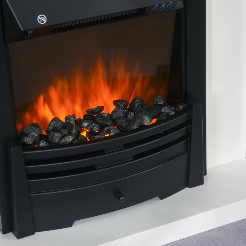Modern Electric Fireplace Suite with LED Flames Remote Control Adjustable Heat Marble Surround