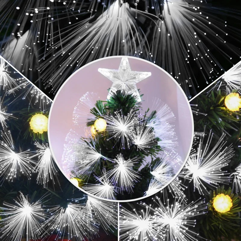 3ft Pre-Lit White Artificial Christmas Tree with 90 LEDs & Star Topper - Full Bodied Seasonal Decoration for Home