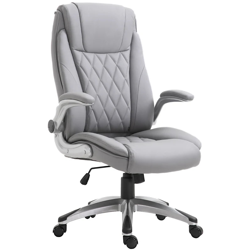 Vinsetto Grey Faux Leather Executive Swivel Office Chair - Ergonomic Design, Adjustable Height, Modern Comfort for Home & Office