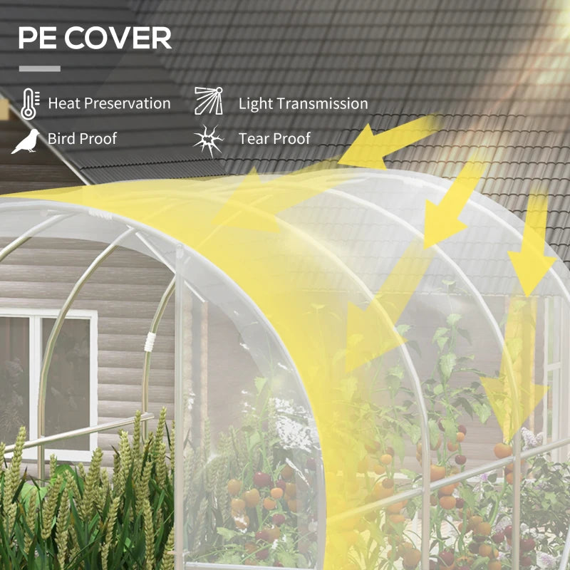 Green Walk-in Polytunnel Greenhouse, 3x2m, Clear PE Cover