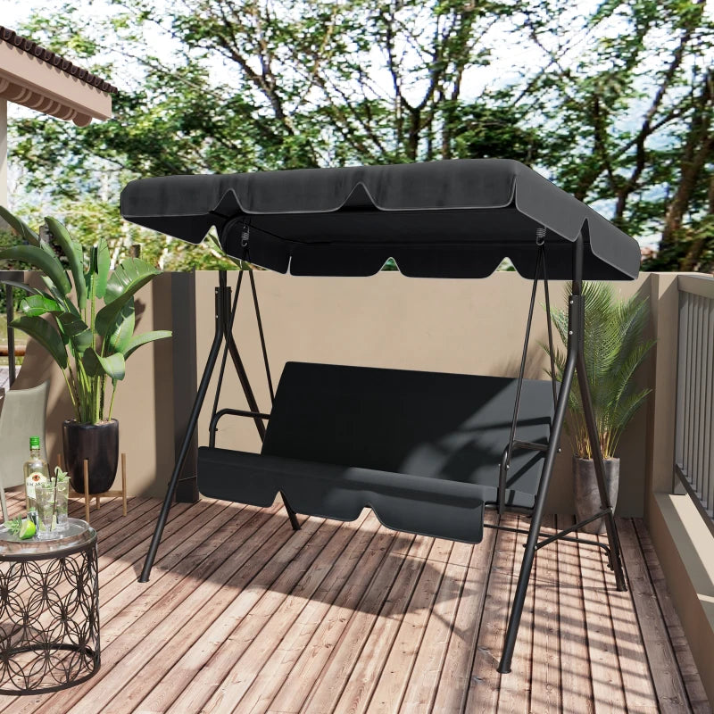 Black Garden Swing Canopy Replacement Cover, UV50+ Sun Shade (Canopy Only)