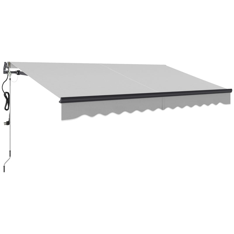 3.5m x 3m Light Grey Electric Retractable Awning with Remote Control & Aluminium Frame – UPF30+ Sun Shade for Patio, Garden, Deck, Door or Window
