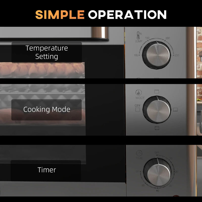 30L Mini Electric Oven with Accessories - Silver Tone, Compact Countertop Oven for Baking, Broiling & Toasting