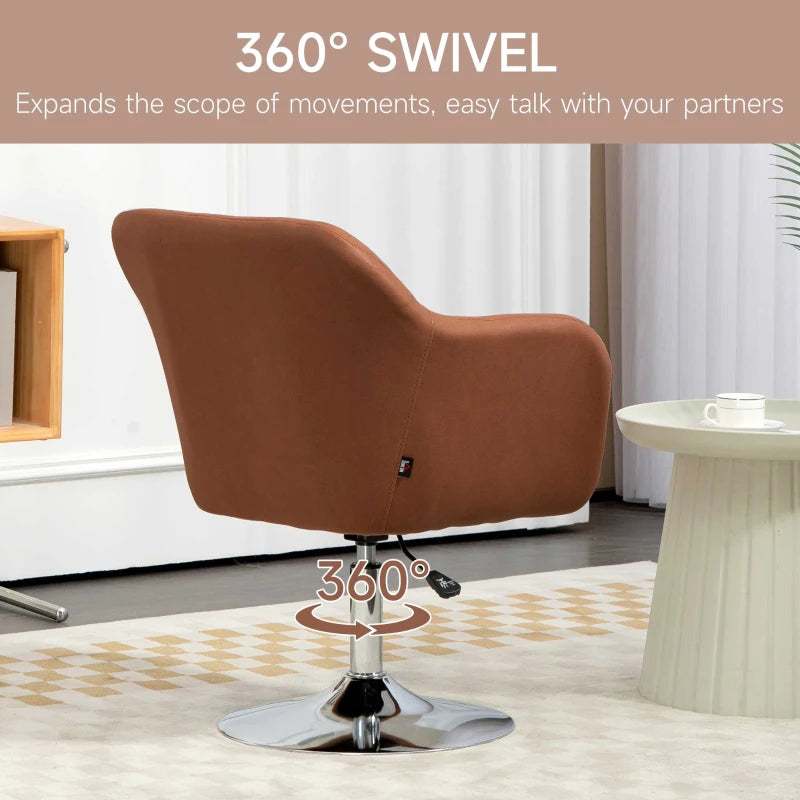 Contemporary Swivel Microfibre Accent Chair with Adjustable Height, Thick Cushion and Lumbar Support for Living Room or Office