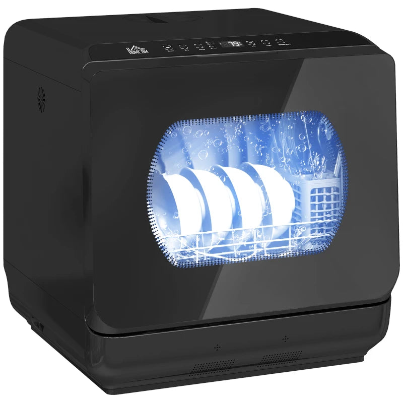 Compact Mini Countertop Dishwasher with 6L Water Tank 6 Programs 4 Place Settings Black