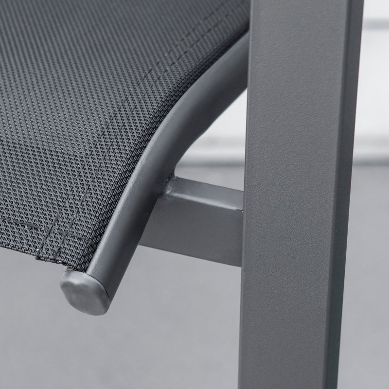 Steel Frame Outdoor Dining Chairs Set of 2, Dark Grey/Black