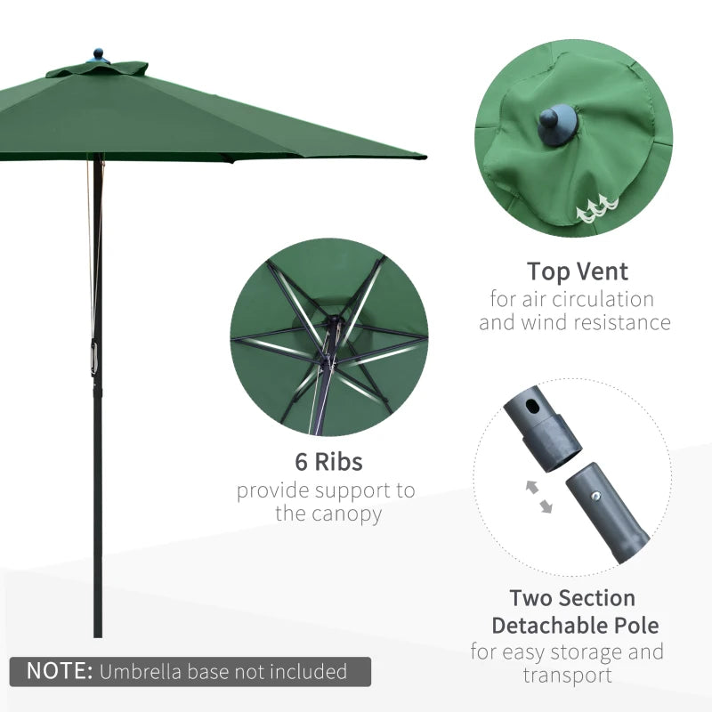 Green 2.8m Round Garden Parasol Umbrella