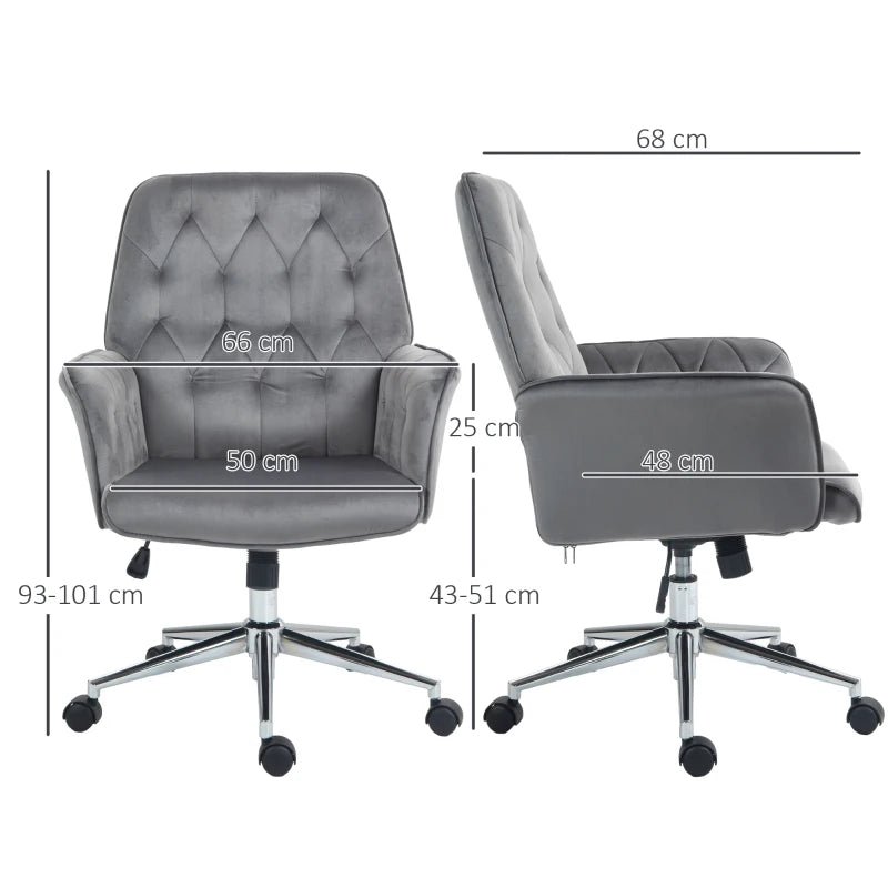 Vinsetto Dark Grey Linen Computer Chair with Armrest - Modern Adjustable Height Swivel Office Chair for Comfort and Style