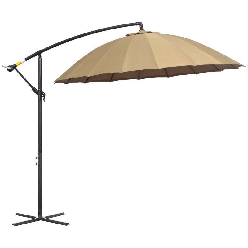 Khaki 3m Cantilever Patio Umbrella with 18 Ribs & Vents