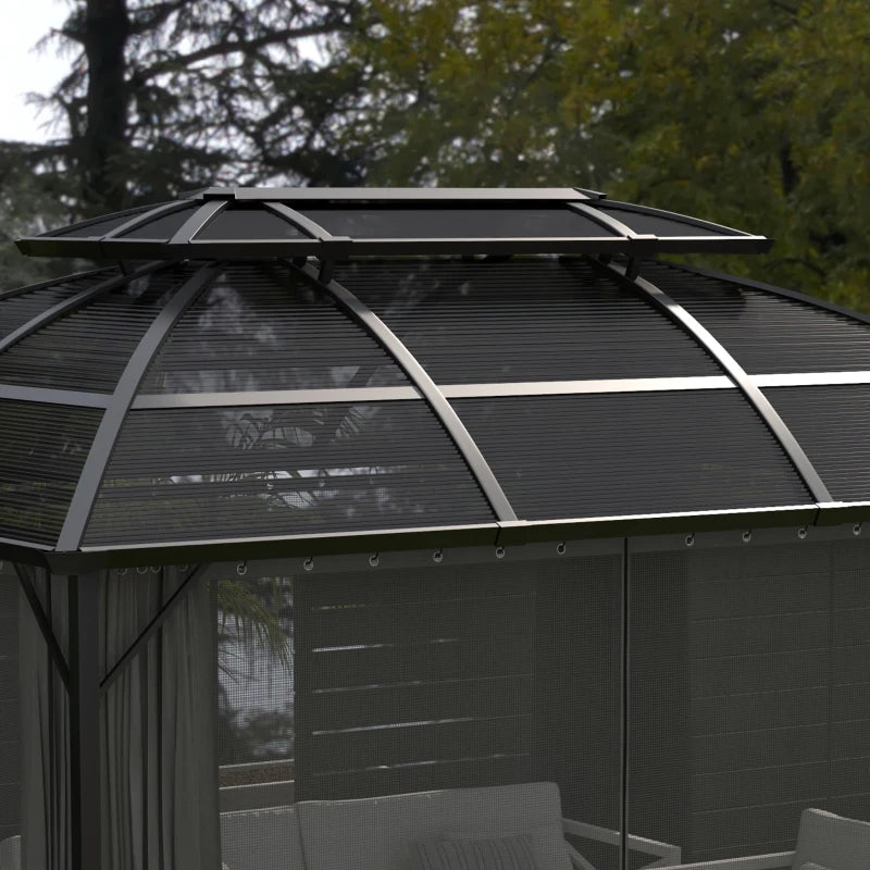 Black Aluminium Framed 4m x 3m Hard Top Gazebo