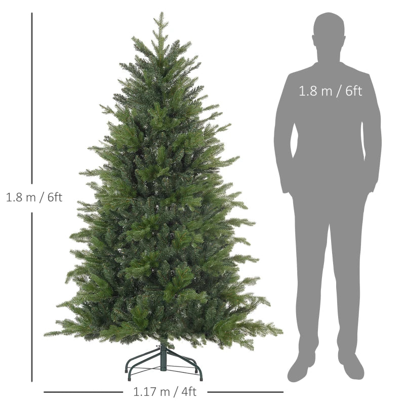 6ft Green Bare Artificial Christmas Tree with 1821 Tips - Lush, Realistic Holiday Decor for Home & Office
