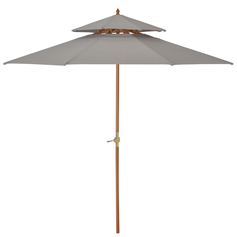 Grey Double Tier Patio Garden Umbrella 2.7m