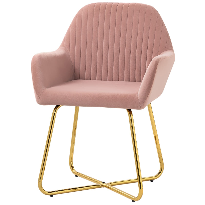Modern Upholstered Accent Chair with Metal Base for Living Room in Pink - Stylish Armchair for Home Decor