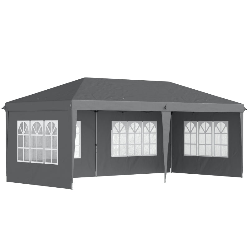 Grey 3x6m Pop-Up Gazebo with Removable Walls