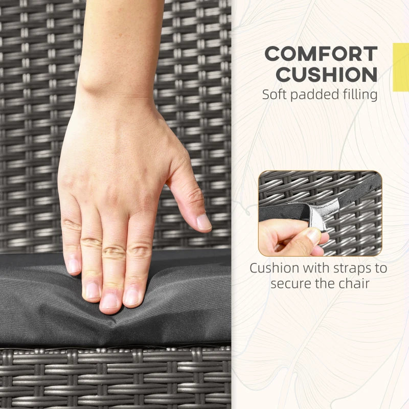 Set of 2 Dark Grey Armless Rattan Garden Chairs - Stylish Outdoor Seating for Patio & Balcony